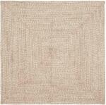 vidaXL Covor Basketweave Natural si alb 120 x 120 cm Iuta GartenMobel Dekor (42010477) Covor