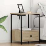 vidaXL Cabinet de noptiere cu statie de încarcare Stejar sonoma GartenMobel Dekor (859432)
