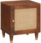 vidaXL Noptiera maro din lemn masiv de acacia, 40 x 33, 5 x 46 cm, usa ratan (4018876)