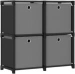 vidaXL Raft expunere cu 4 cutii, negru, 69 x 30 x 72, 5 cm, textil GartenMobel Dekor (322599) Biblioteca