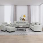 vidaXL Set de canapele cu perne, 4 piese, gri deschis, microfibra GartenMobel Dekor (3202309) Canapea