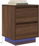 vidaXL Noptiera cu lumini LED Stejar maro 38x34x50 cm GartenMobel Dekor (861295)