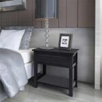 vidaXL Noptiere din lemn, negru, 2 buc. GartenMobel Dekor (242873)