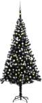 vidaXL Brad Craciun pre-iluminat cu set globuri, negru, 240 cm, PVC GartenMobel Dekor (3077678)