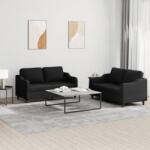 vidaXL Set de canapele cu perne, 2 piese, negru, textil GartenMobel Dekor (3201806) Canapea