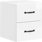 vidaXL Noptiera suspendata alb foarte lucios cu 2 sertare, 34, 5 x 33 x 40 cm (898983)