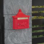 vidaXL Cutie Postala Montata pe Perete cu usa Rosu 40, 5 x 15, 5 x 44 cm GartenMobel Dekor (42023502)