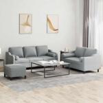 vidaXL Set de canapele cu perne, 3 piese, gri deschis, textil GartenMobel Dekor (3201858) Canapea
