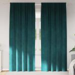 vidaXL Perdele opace 2 pcs Verde închis 140 x 245 cm Catifea GartenMobel Dekor (4107216)