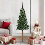 vidaXL Brad de Craciun subtire Verde 150 cm PVC si lemn de PIN masiv GartenMobel Dekor (3394852)