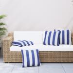 vidaXL Perne decorative, 4 buc. , dungi albastru&alb, 60x60 cm, textil GartenMobel Dekor (360418)