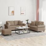vidaXL Set de canapele cu perne, 3 piese, cappuccino, piele ecologica GartenMobel Dekor (3202169) Canapea