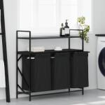 vidaXL Cos de rufe 3 compartimente cu rafturi stejar negru GartenMobel Dekor (859080)
