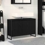 vidaXL Dulap de Baie cu usa Stejar Negru 90 x 30 x 60 cm Lemn compozit GartenMobel Dekor (886480)