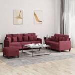 vidaXL Set canapea cu perne, 3 piese, rosu vin, material textil GartenMobel Dekor (3201678) Canapea