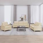 vidaXL Set de canapele cu perne, 3 piese, crem, textil GartenMobel Dekor (3201244) Canapea