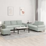 vidaXL Set de canapele cu perne, 3 piese, gri deschis, catifea GartenMobel Dekor (3202260) Canapea