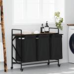 vidaXL Cos de rufe 3 compartimente cu roti stejar fumuriu GartenMobel Dekor (859092)