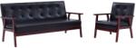 vidaXL Set canapea, 2 buc. , negru, piele artificiala, GartenMobel Dekor (278397) Canapea