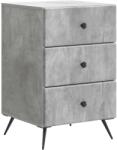 vidaXL Noptiera gri beton cu 3 sertare, 43 x 41 x 66, 5 cm, lemn prelucrat (895478)