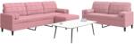 vidaXL Set canapele cu perne/rulouri, 3 piese, roz, catifea GartenMobel Dekor (3278504) Canapea
