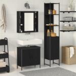 vidaXL Unitati de vanitate pentru baie 3 pcs Negru Lemn compozit GartenMobel Dekor (3334385)