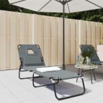 vidaXL Sezlong pliabil gri tesatura Oxford & otel vopsit electrostatic GartenMobel Dekor (360178)