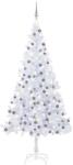 vidaXL Brad de Craciun pre-iluminat cu set globuri, alb, 240 cm, L GartenMobel Dekor (3077668)