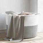vidaXL Cos de rufe, gri si alb, Ø55x36 cm, bumbac GartenMobel Dekor (358470)