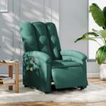 vidaXL Fotoliu electric de masaj rabatabil, verde închis, textil GartenMobel Dekor (3204086)