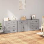 vidaXL Servanta, 3 buc. , sonoma gri, lemn prelucrat GartenMobel Dekor (3185429) Comoda