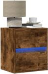 vidaXL Noptiere montate pe perete cu lumini LED, 2 buc. , stejar fumuriu GartenMobel Dekor (3307970)