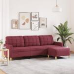 vidaXL Canapea cu 3 locuri si taburet, rosu vin, 210 cm, textil GartenMobel Dekor (3278255) Canapea