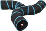 vidaXL Tunel pentru pisici 3 cai, negru si albastru, 25 cm, poliester GartenMobel Dekor (172186)