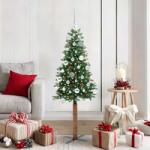 vidaXL Brad de Craciun subtire Verde 150 cm PVC si lemn de PIN masiv GartenMobel Dekor (3394856)
