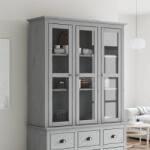 vidaXL Dulap cu usi din sticla „BODO, gri, lemn masiv de pin GartenMobel Dekor (355079) Comoda