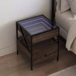 vidaXL Noptiera cu LED infinity, stejar maro, 40x40x51 cm GartenMobel Dekor (3284105)