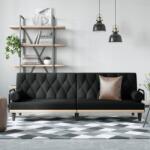 vidaXL Canapea extensibila cu cotiere, negru, textil GartenMobel Dekor (351939) Canapea