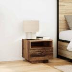 vidaXL Set 2 noptiere cu LED, lemn vechi, 40 x 39 x 37 cm, cu sertar (863067)