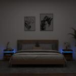 vidaXL Noptiere cu lumini LED, 2 buc. , stejar fumuriu, 40x39x48, 5 cm GartenMobel Dekor (836793)