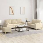 vidaXL Set de canapele cu perne, 3 piese, crem, textil GartenMobel Dekor (3201332) Canapea