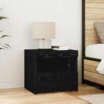 vidaXL Noptiera dormitor stejar negru cu LED, 50x40x45 cm, lemn compozit (862184)