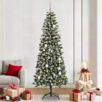 vidaXL Brad de Craciun artificial Verde 210 cm PVC si Plastic si Otel GartenMobel Dekor (3395831)