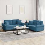 vidaXL Set de canapele cu perne, 2 piese, albastru, catifea GartenMobel Dekor (3202239) Canapea