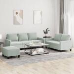 vidaXL Set de canapele cu perne, 3 piese, gri deschis, catifea GartenMobel Dekor (3201526) Canapea