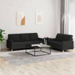 vidaXL Set de canapele cu perne, 2 piese, negru, textil GartenMobel Dekor (3201310) Canapea