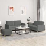 vidaXL Set de canapele cu perne, 3 piese, gri închis, textil GartenMobel Dekor (3202095) Canapea