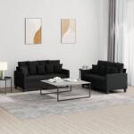 vidaXL Set de canapele cu perne, 2 piese, negru, textil GartenMobel Dekor (3201652) Canapea