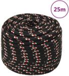 vidaXL Franghie de barca, negru, 12 mm, 25 m, polipropilena GartenMobel Dekor (152352)