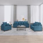 vidaXL Set de canapele cu perne, 3 piese, albastru, catifea GartenMobel Dekor (3201689) Canapea
